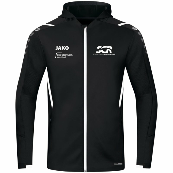 Schwimmclub Jako Trainingsjacke mit Kapuze schwarz/weiß Gr. 140